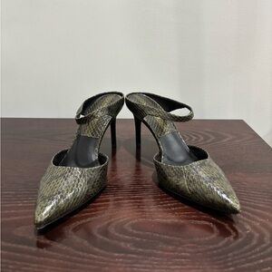 Michael Kors Collection Snakeskin Green Heels Mules 37